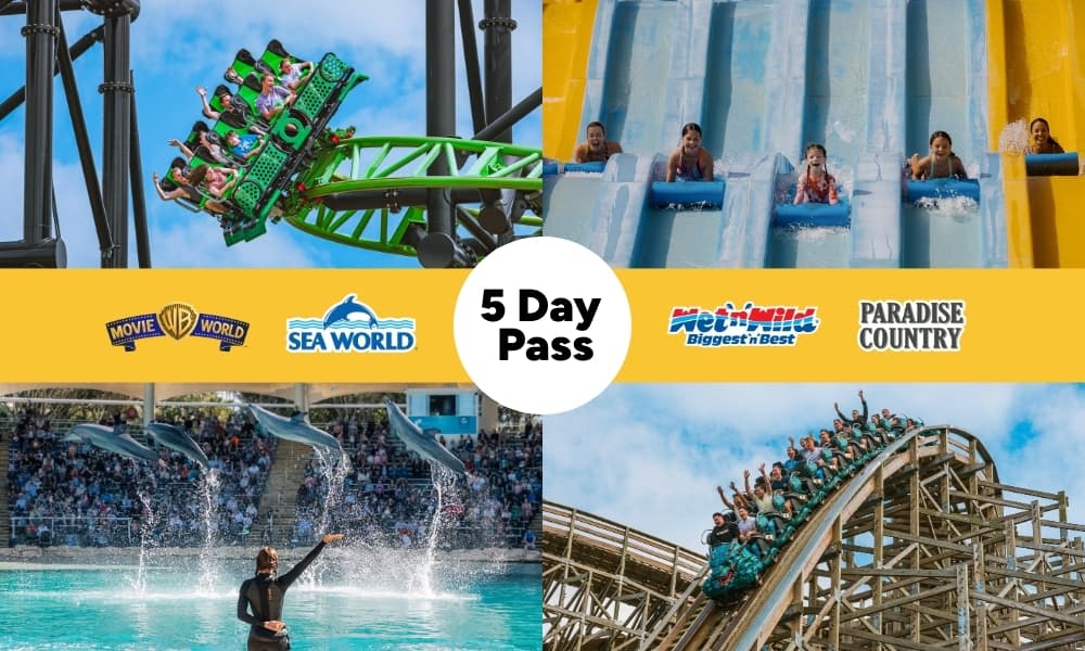 5 Day Theme Park Pass Gold Coast – Movie World, Sea World & Wet’n’Wild & Paradise Country